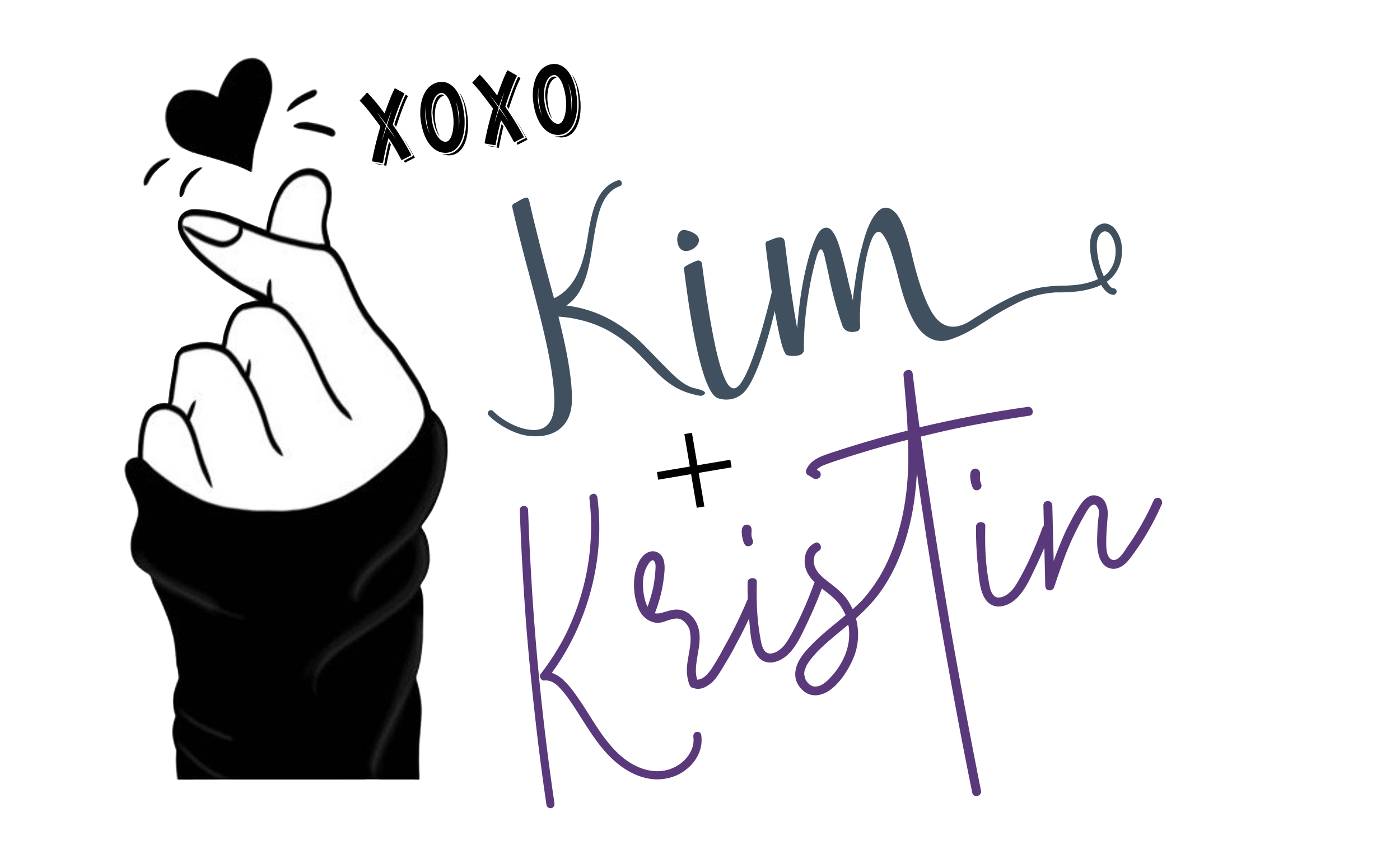 Kpop finger heart image with a signature of Kim + Kristin.